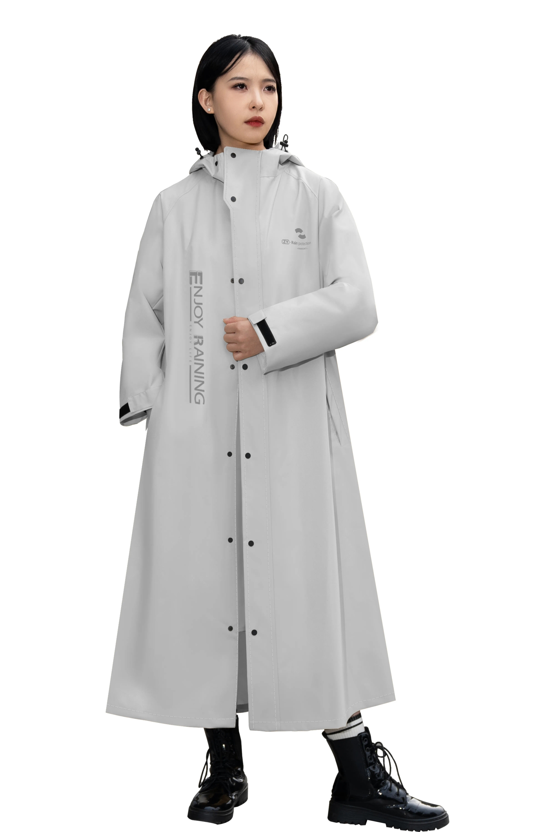 เสื้อกันฝนซิปหน้าสำหรับผู้ใหญ่ ดีไซน์ทันสมัย: ใช้งานได้หลากหลายและกันน้ำ